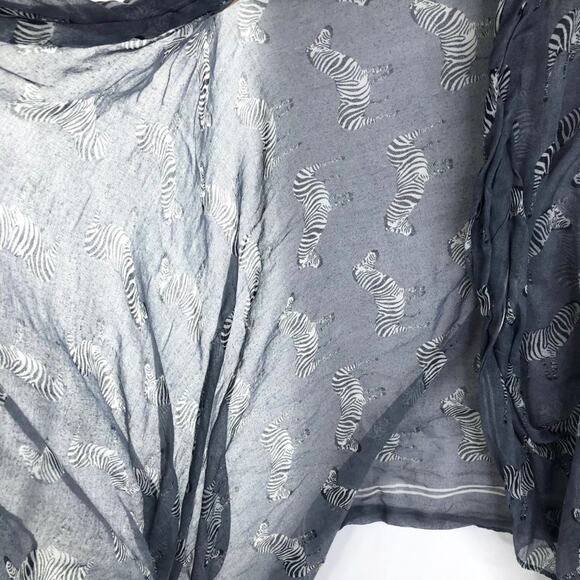 Large Zebra Print Sheer Gauze Scarf - Picture 5 of 5